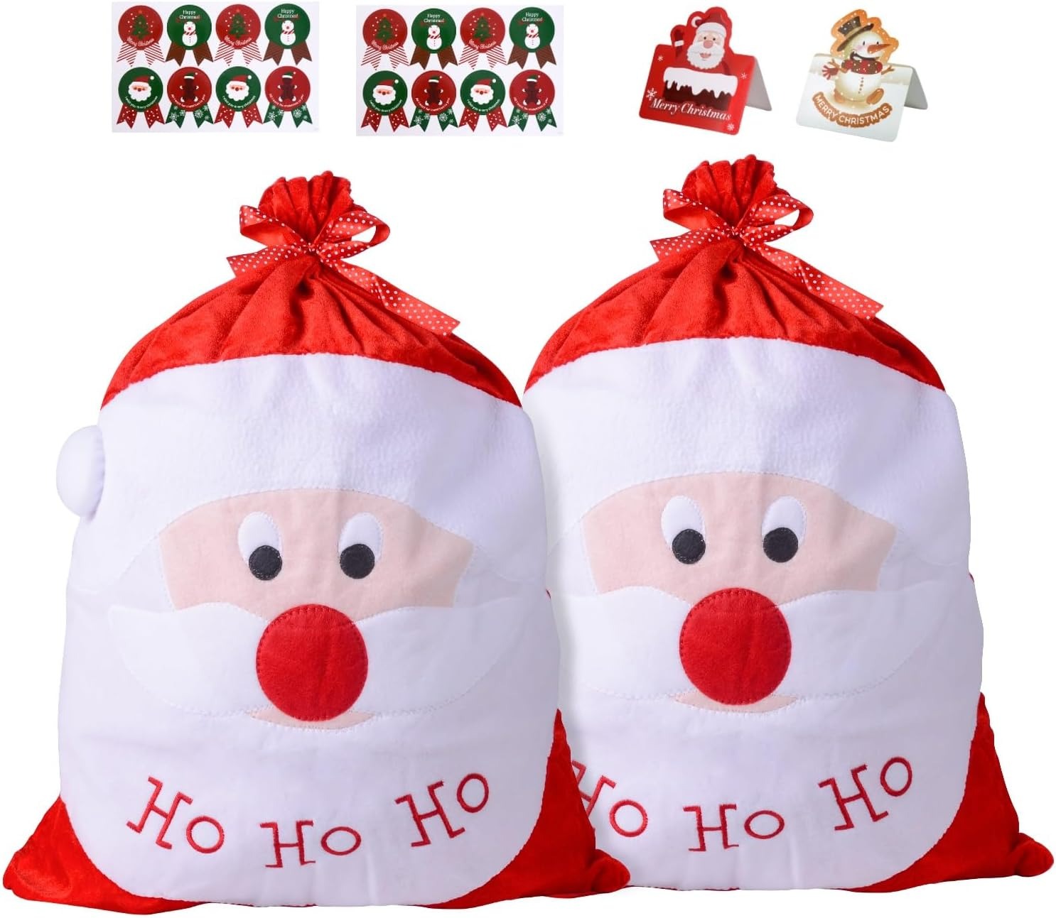 乐天商城 - クリスマス サンタ 袋 2個セット 61x50cm クリスマス ラッピング 袋 サンタクロース 特大 巾着袋 大 プレゼント包装 ラッピング用 包装 ギフト袋 大容量 おしゃれ
