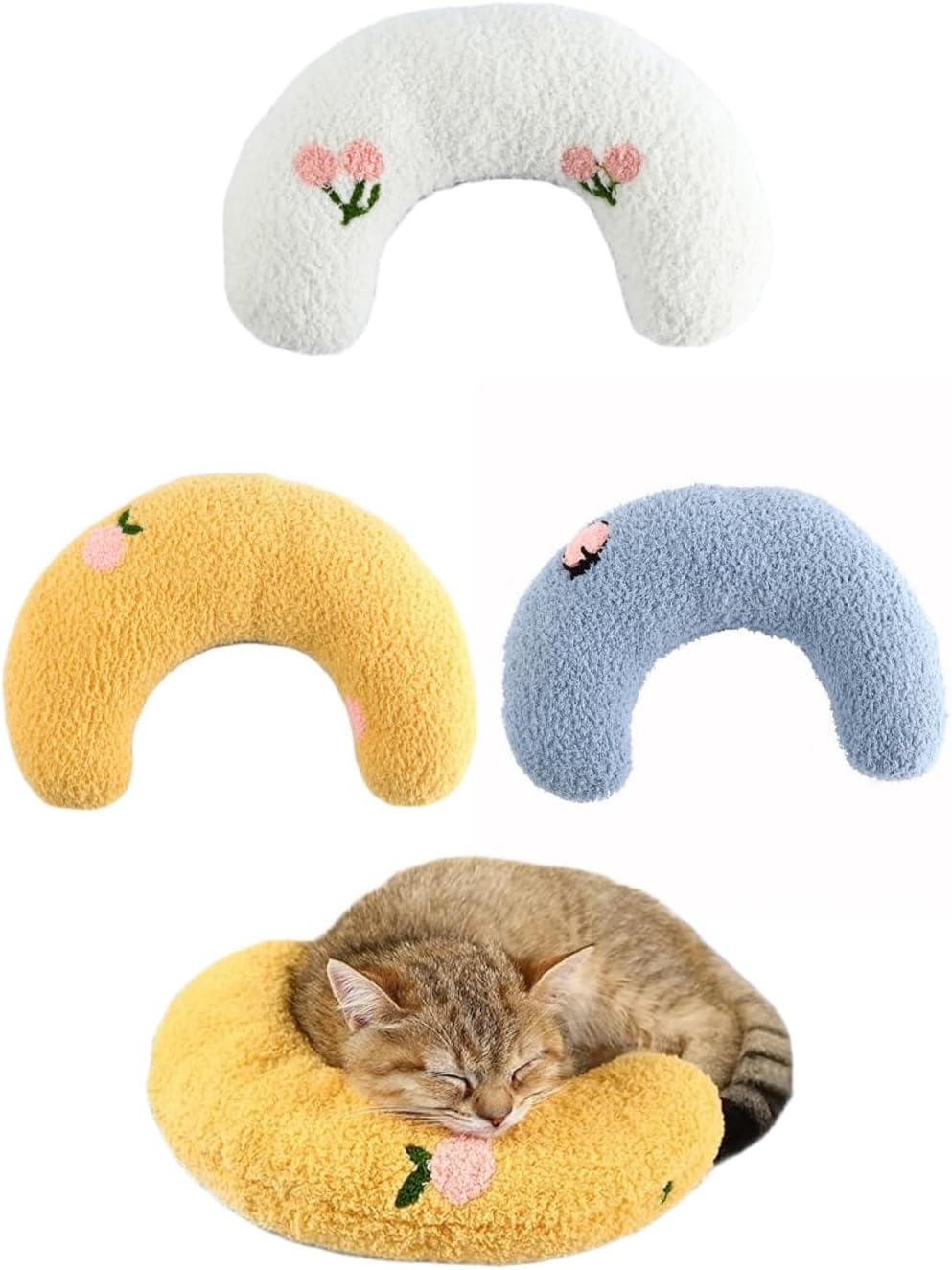 あごのせ猫枕 3点セット猫のU字型枕 ペット枕 クッション月の形 快適 寝心地 ペット枕 月の形 快適 寝心地 ペット枕 プレゼント用 ペット用
