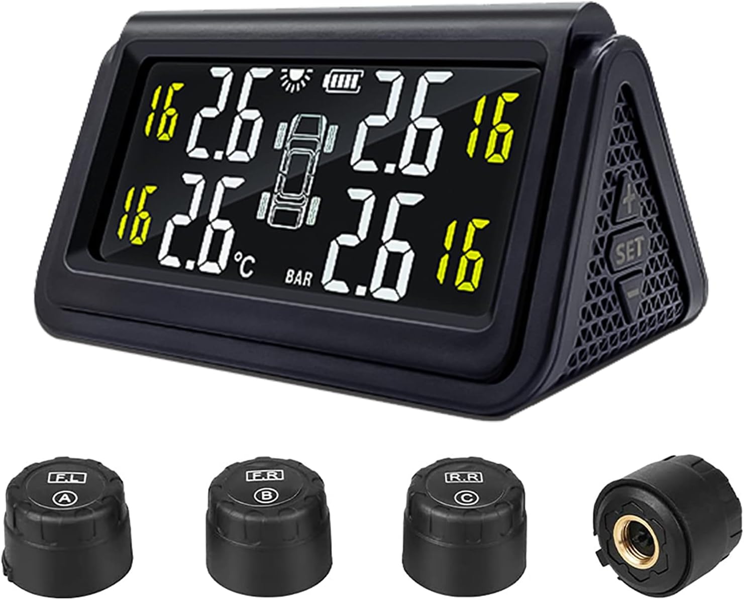 デジタルタイヤゲージ タイヤ エアケージ 空気圧監視システム リアルタイム監視 4センサー 4輪車輌通用