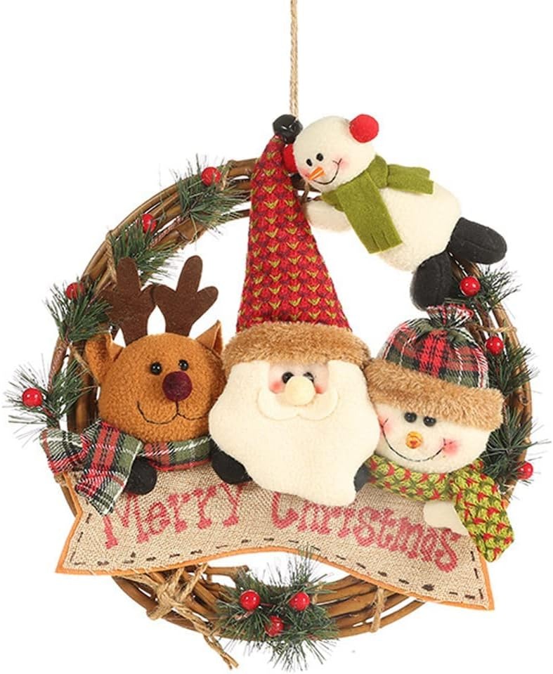 Rakuten - クリスマスリース クリスマス飾り かわいい おしゃれ クリスマスリース 玄関リース ドア 窓 オーナメン 花輪 クリスマスリース ガーランド 玄関飾り 壁掛け 庭園飾り デコレーション クラフト クリスマス花輪 玄関 庭園 ドア ぶら下げ飾り