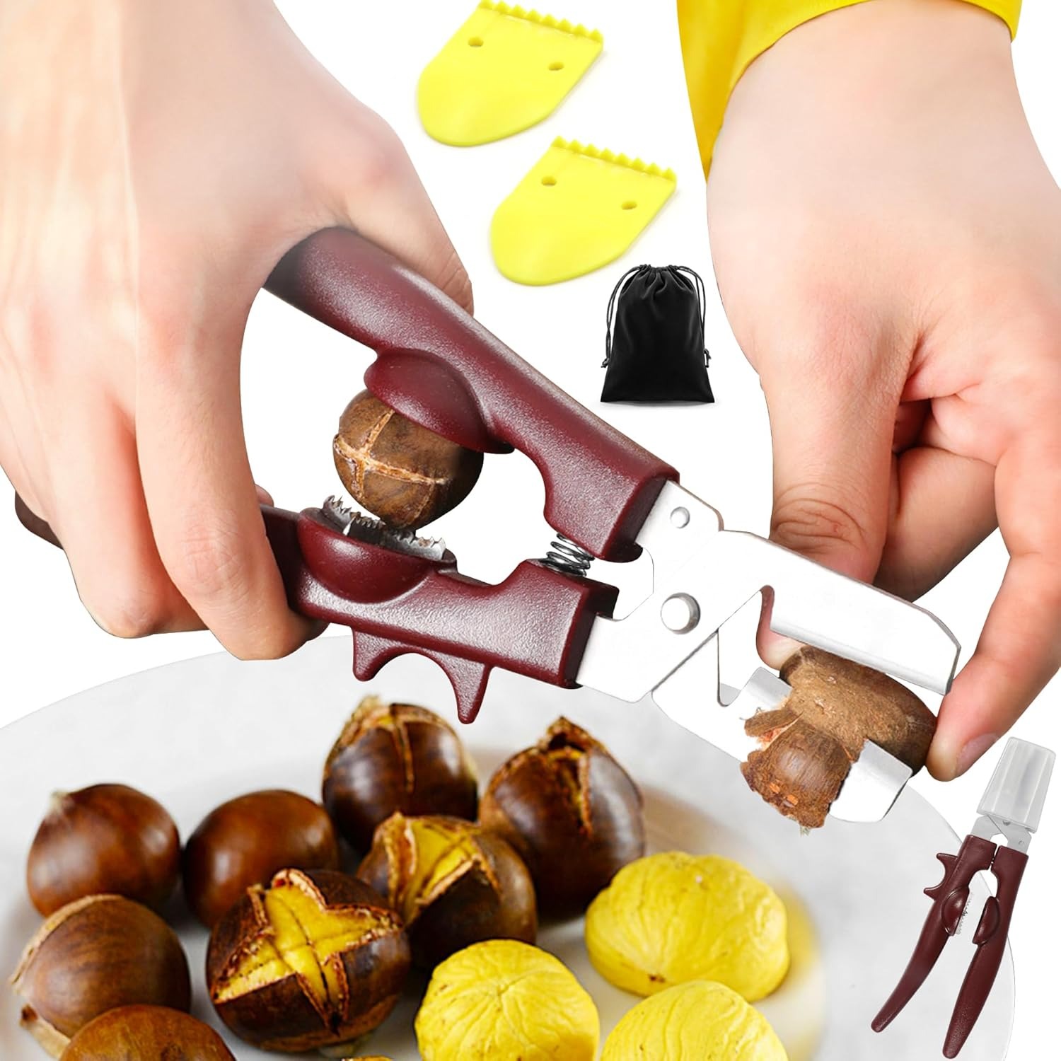 栗むき器 栗剥き器 栗カッター くりむき器 皮むき器 ハサミ栗の鬼皮・渋皮むき 栗 栗の皮をむく 栗の皮むき鋏 栗爪付き 栗料理 道具 剥く 栗皮むき くり 殻割り刃 栗むき 省力バネ 軽い力で簡単ピーラー 十字切り