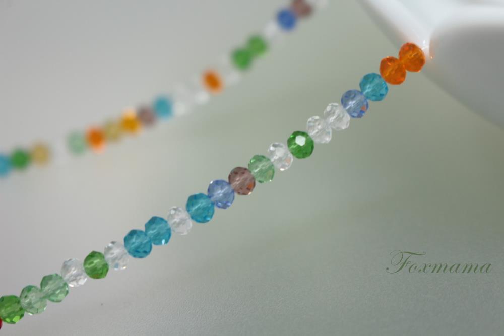 ガラスビーズ 約130個 楕円 3mm 多面カット 混色 (BOV03GMXHYMC)