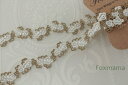 ケミカルレース 0.5m 花 オフ白×金色ラメ糸 (LFL191GLEHLM)
