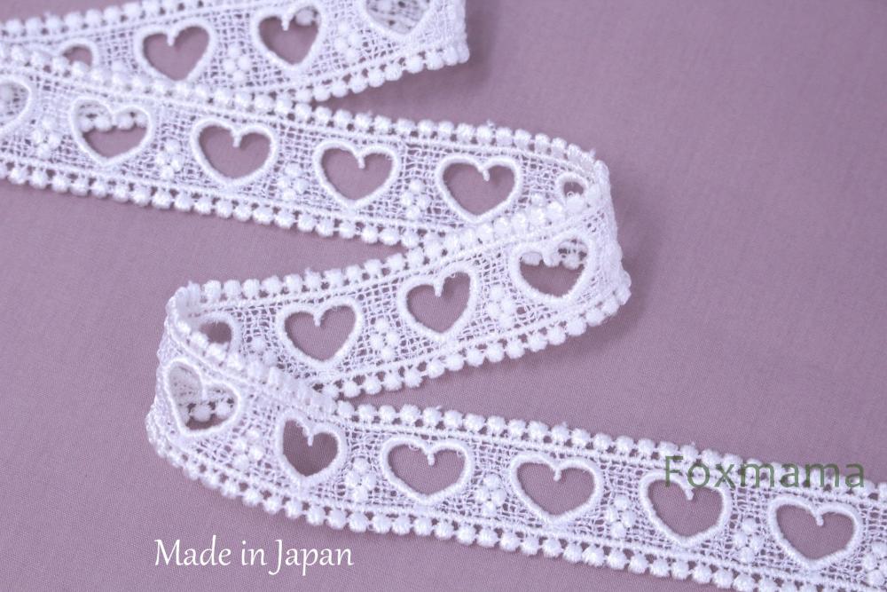 日本製レーヨンケミカルレース 1m ハート オフ白 (LHT201OWAP00)