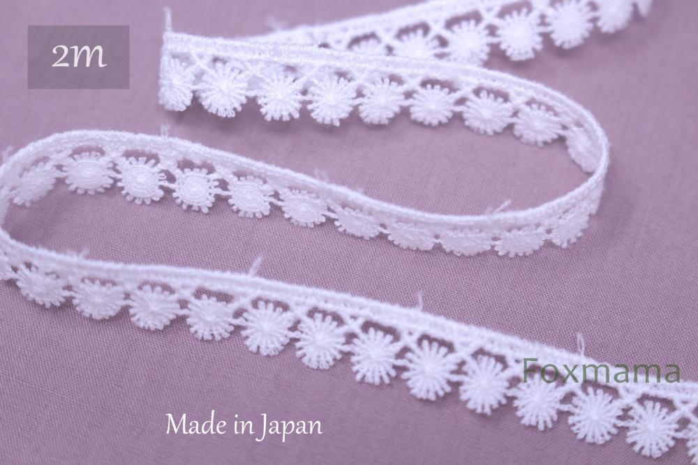 日本製綿ケミカルレース 細巾 2m 花 オフ白 (LKC101OWAP00)