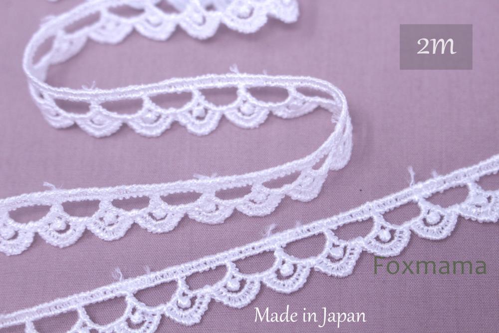 日本製レーヨンケミカルレース 細巾 2m スカラップ オフ白 (LSC101OWAP00)