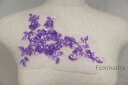 チュールスパンコール刺繍モチーフ 1枚 花 紫(MFLB12PPJLSP)