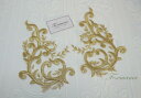 チュール刺繍モチーフ 1対 葉 金色 (MLFB42GLSHJL)