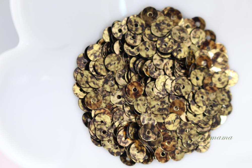 スパンコール 約550枚(約2g) 丸 4mm 金色マーブル柄(SCC040GLJLMB)