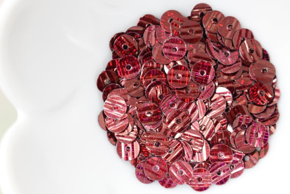 スパンコール 約360枚(約2g) 丸 5mm レーザー ストライプ えんじ (SCC05ZEJJHST)