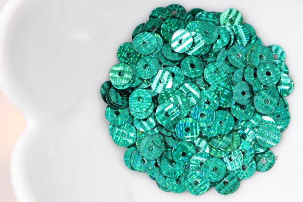 スパンコール 約360枚(約2g) 丸 5mm レーザー ストライプ 緑 グリーン (SCC05ZGRJHST)