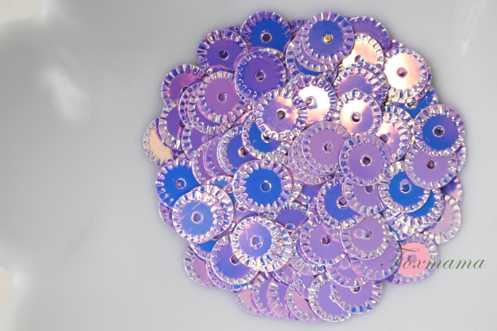 スパンコール 約160枚(約2g) 丸 6mm 型押し オーロラ 紫 (SCC06APPSEK1)