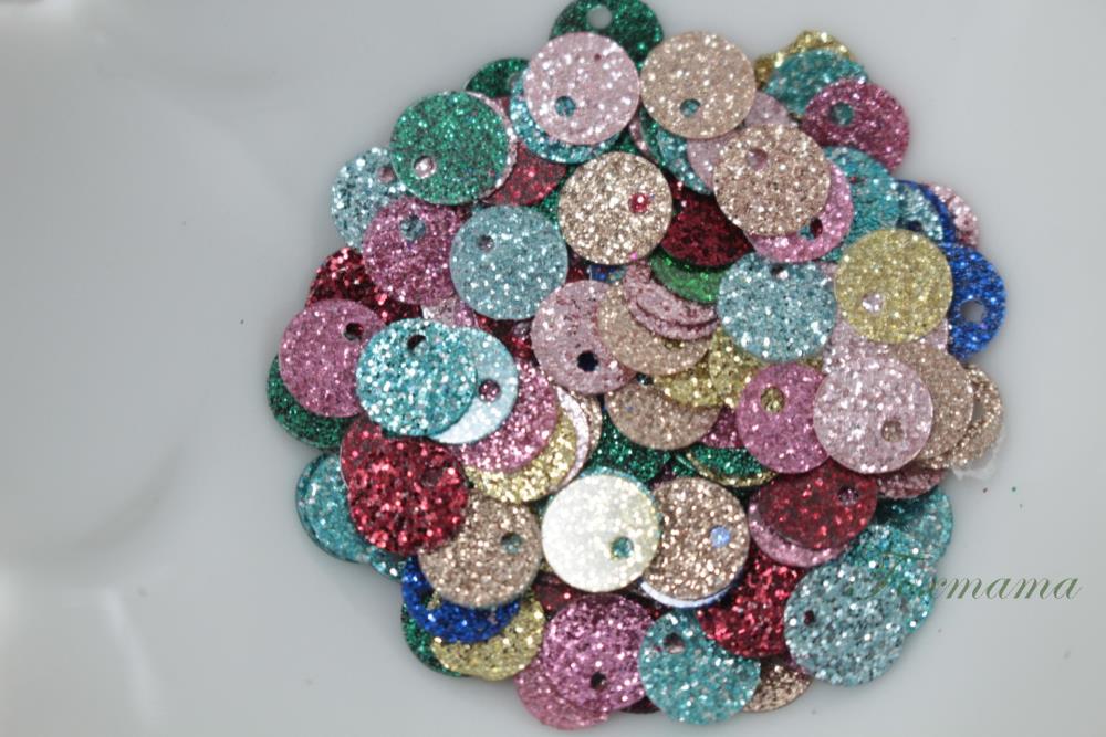 スパンコール 6mm 約180枚(約2g) 丸 トップホール ラメ 混色 (SCC06LMXHYTH)