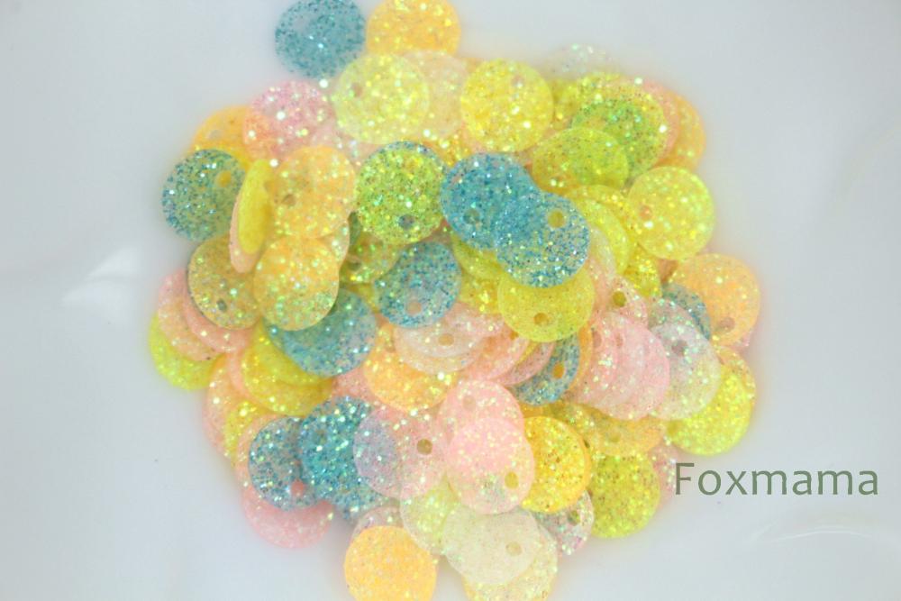 スパンコール 6mm 約180枚(約2g) 丸 トップホール ラメ 混色 半透明 (SCC06LMXWWTH)