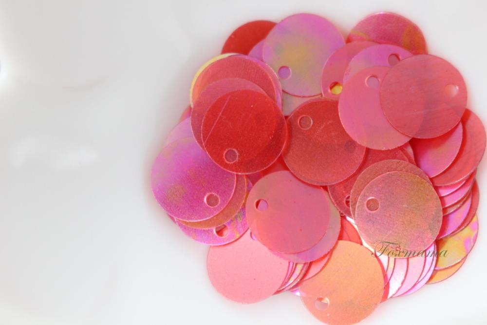 スパンコール 約70枚(約2g) トップホール 丸10mm 半透明 オーロラ赤(SCC10ARDJQTH)