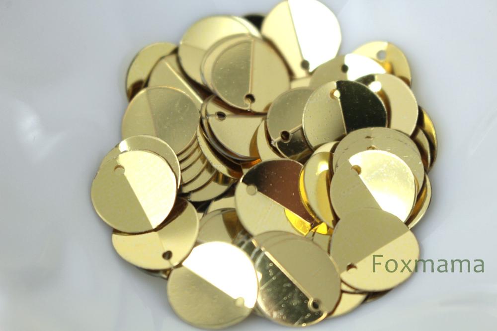 スパンコール 10mm 約80枚(約2.5g) 丸 トップホール 中折れ メタリック 金色 (SCC10TGLFOFD)