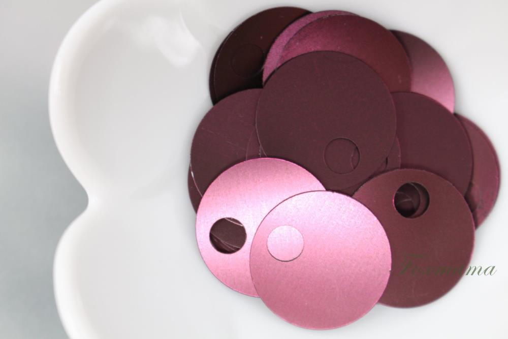 スパンコール 約32枚(約3g) 丸 トップホールL 19mm メタリック マット ワイン色(SCC19TWNJBT2)