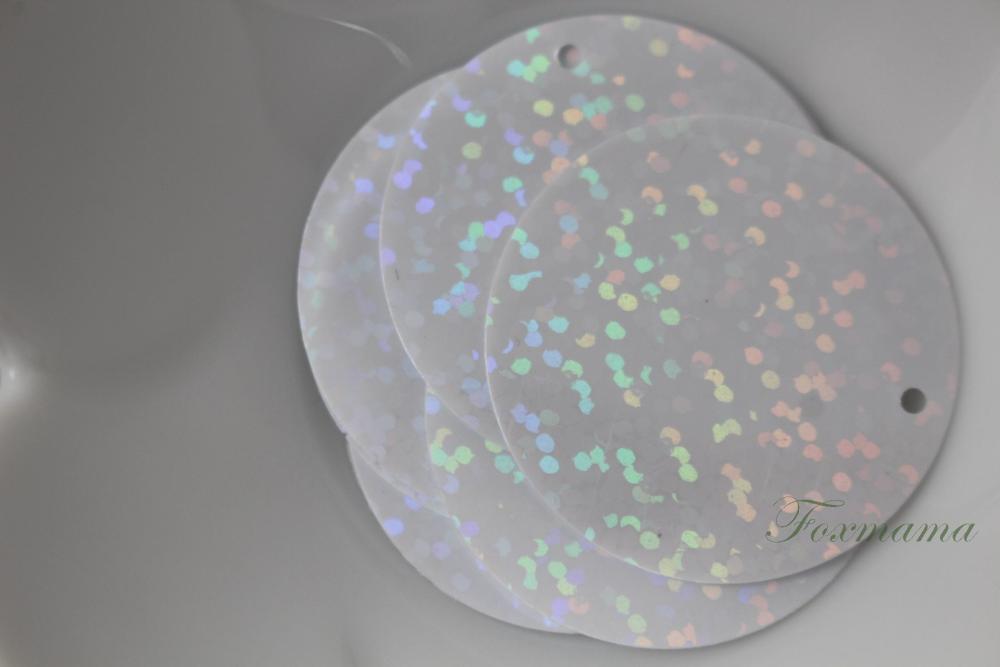 スパンコール 10枚 丸 29mm トップホール ホログラム 白 ホワイト (SCC29HWHJHTH)