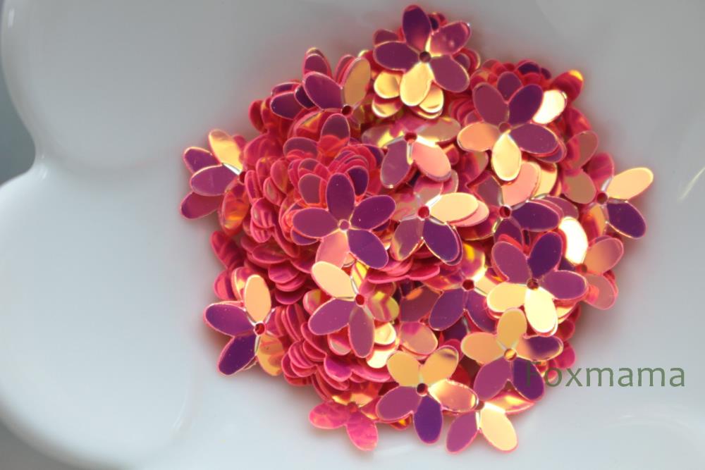 スパンコール 10mm 約100枚(約2.5g) 5枚花びら オーロラ 濃いピンク (SF510ADPES00)