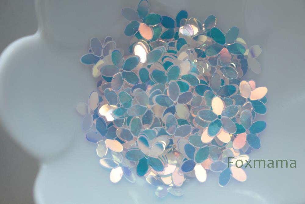 スパンコール 10mm 約100枚(約2.5g) 5枚花びら オーロラ 透明 (SF510ASKES00)