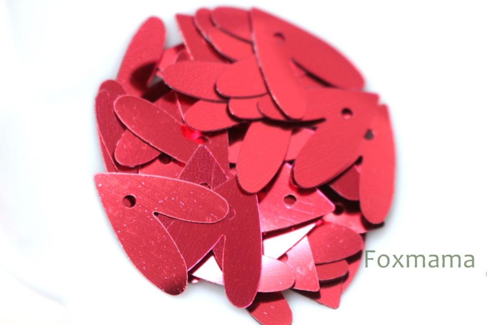 スパンコール 約50枚(約3g) ハート 20mm トップホール メタリック 赤 (SHT20TRDJJTH)