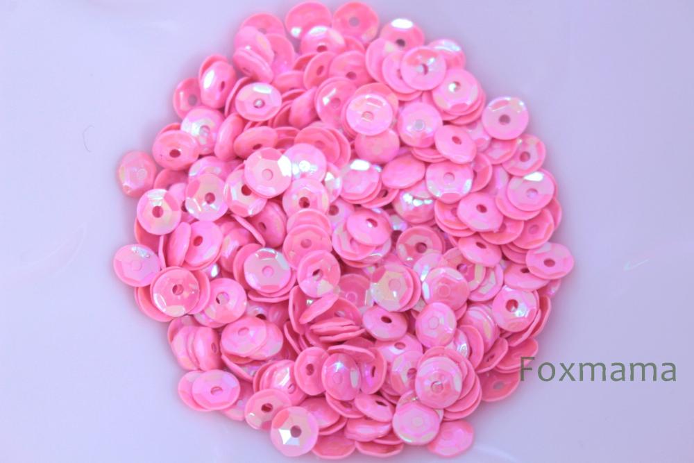 スパンコール 4mm 約370枚(約2g) 亀甲 オーロラ 濃ピンク (SKK04ADPHH00)