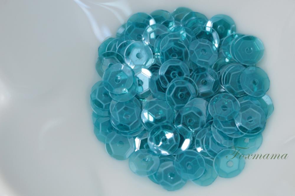 スパンコール 6mm 約170個(約2g) 亀甲 半透明 青系 (SKK06BBLHY00)