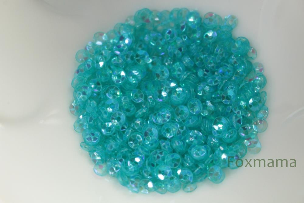 スパンコール 3mm 約2g 丸カップ オーロラ 青緑 (SMC03AGBHH00)