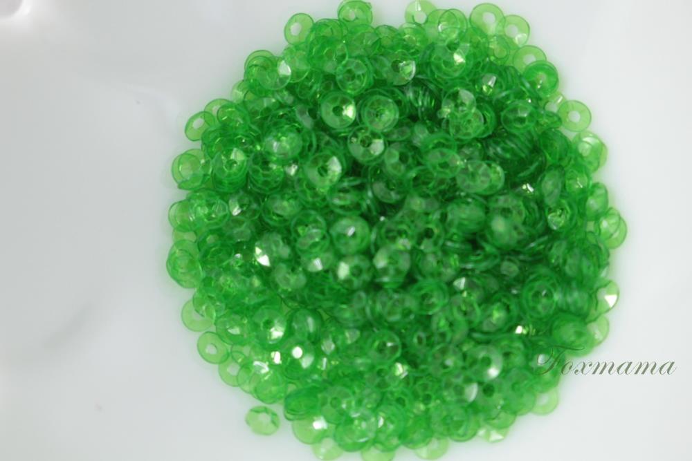 スパンコール 3mm 約2g 丸カップ 半透明 緑 (SMC03BGRHW00)