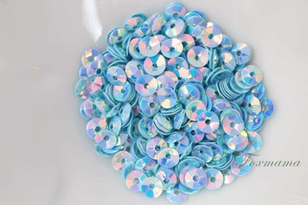 スパンコール 約320枚(約2g) 丸カップ 4mm オーロラ 水色 (SMC04AWTSA00)