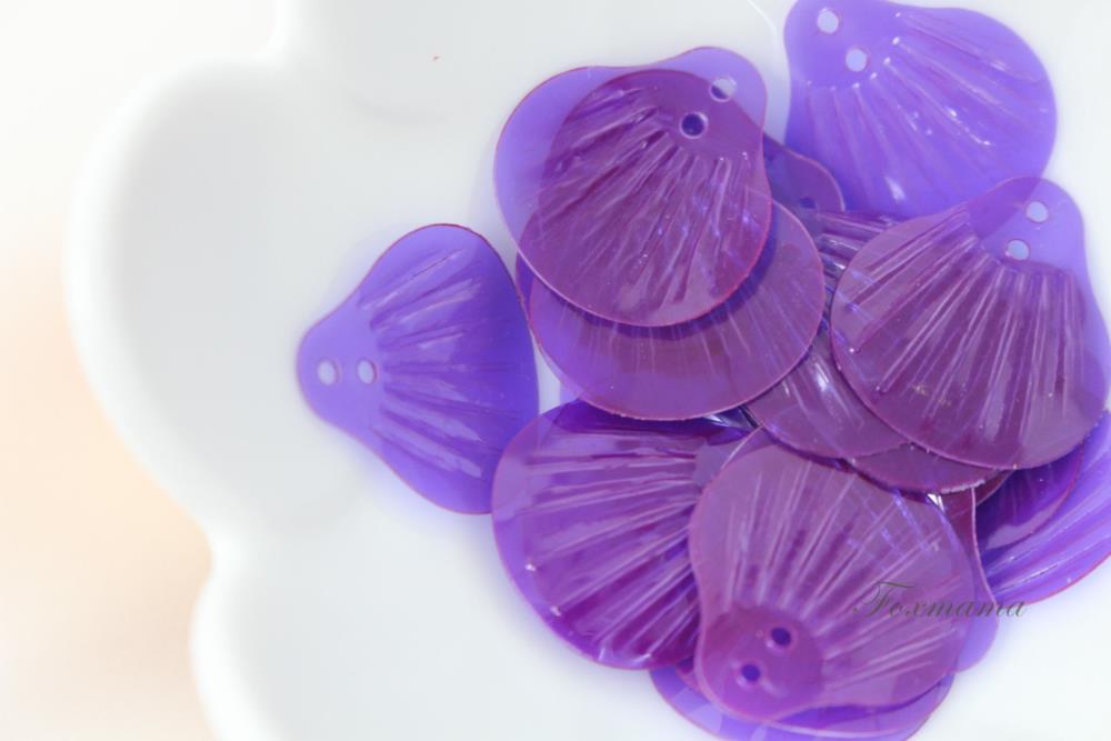 スパンコール 約25枚(約2.5g) 貝 シェル 20mm 半透明紫(SSL200PPJWHS)