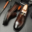 マラソン限定★44%OFF!サイズ交換無料 メンズ革靴 ビジネスシューズ ローファー Uチップ コインシューズ フォーマル カジュアル 天然牛革 本革 木製底 ...