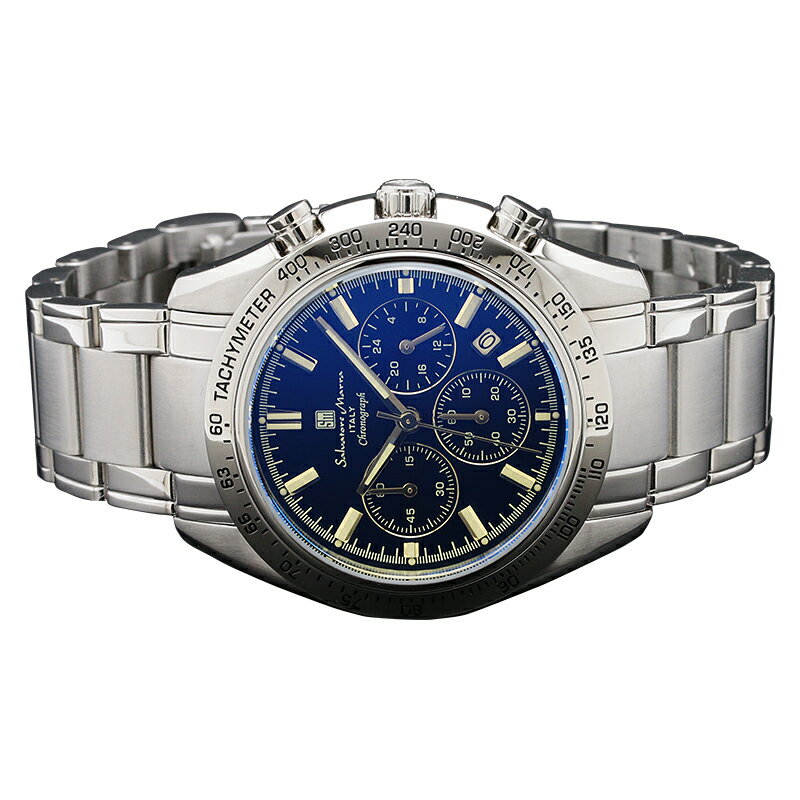 サルバトーレマーラ 腕時計 メンズウォッチ Salvatore Marra カラーガラス クロノグラフ ウォッチ SM18106-SSBLSV