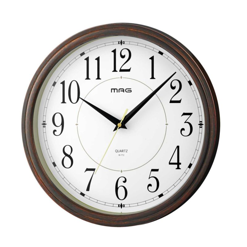 掛け時計 壁掛け時計 連続秒針 木目調塗装 橘 W-772 BR-Z マグ ノア精密 MAG
