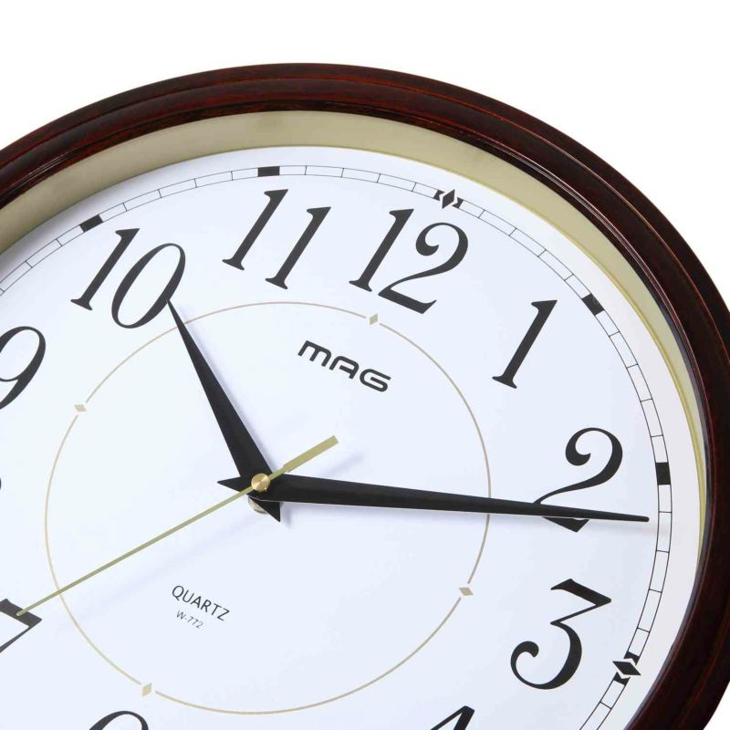 掛け時計 壁掛け時計 連続秒針 木目調塗装 橘 W-772 BR-Z マグ ノア精密 MAG [2]