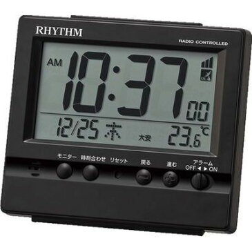 目覚まし時計 置時計 電波時計 アラーム カレンダー 温度表示 シチズン リズム時計 CITIZEN RHYTHM 8RZ201SR02