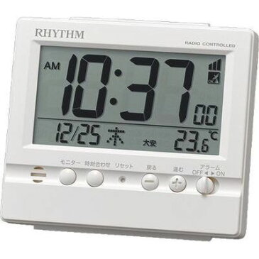 目覚まし時計 置時計 電波時計 アラーム カレンダー 温度表示 シチズン リズム時計 CITIZEN RHYTHM 8RZ201SR03
