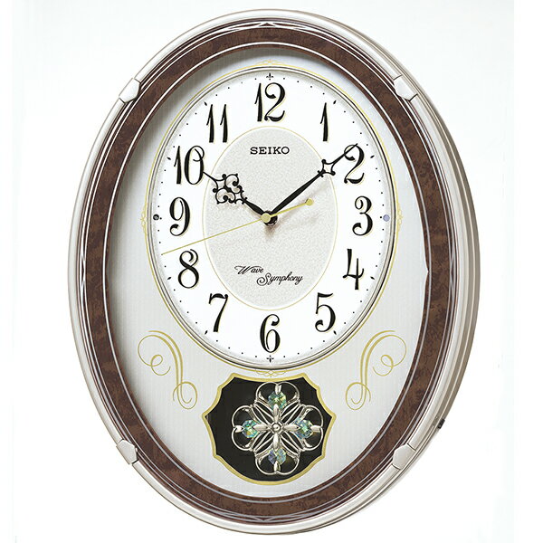 掛け時計 壁掛け時計 振り子時計 電波時計 セイコー SEIKO クロック アミューズ 飾り振り子 薄金色パール AM259B