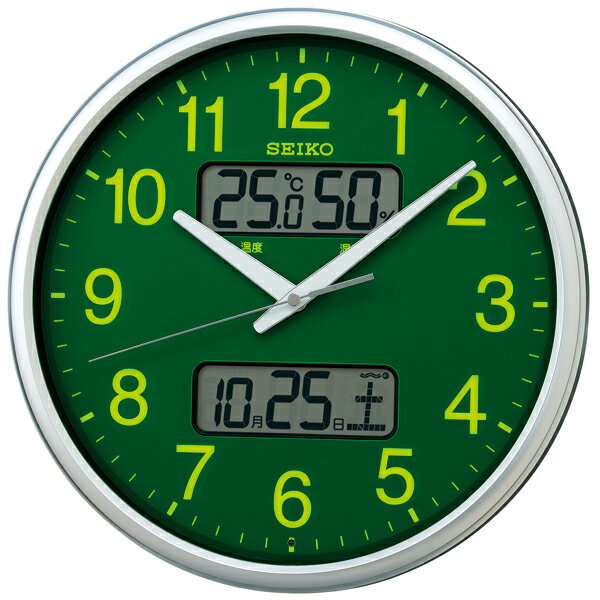 掛け時計 壁掛け時計 掛時計 カレンダー 温度湿度表示 温湿時計 電波時計 電波クロック セイコー SEIKO クロック KX235H 1