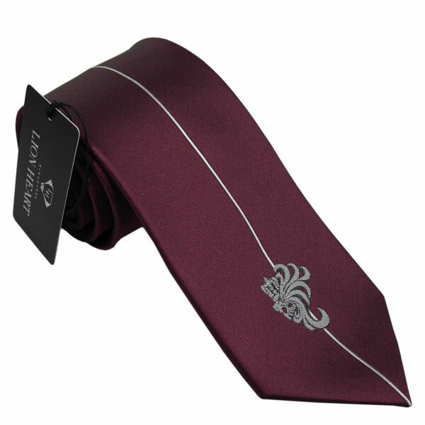 LION HEART ライオンハート ネクタイ ワイン メンズ シルク100% 剣先 先幅約7.5cm スリムタイプ LH-014/WINE/7.5cm