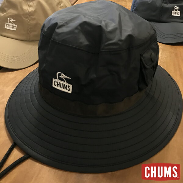 チャムス 【CHUMS】Rockville Hat　チャムス/ロックビルハット/アウトドア/キャンプ/帽子/ハット/スポーティ/黒/ベージュ/防水/ゴルフ/登山/アクティブ/Fes Hat/フェスハット/耐水/透湿/全天候型/雨/雪/あご紐付き