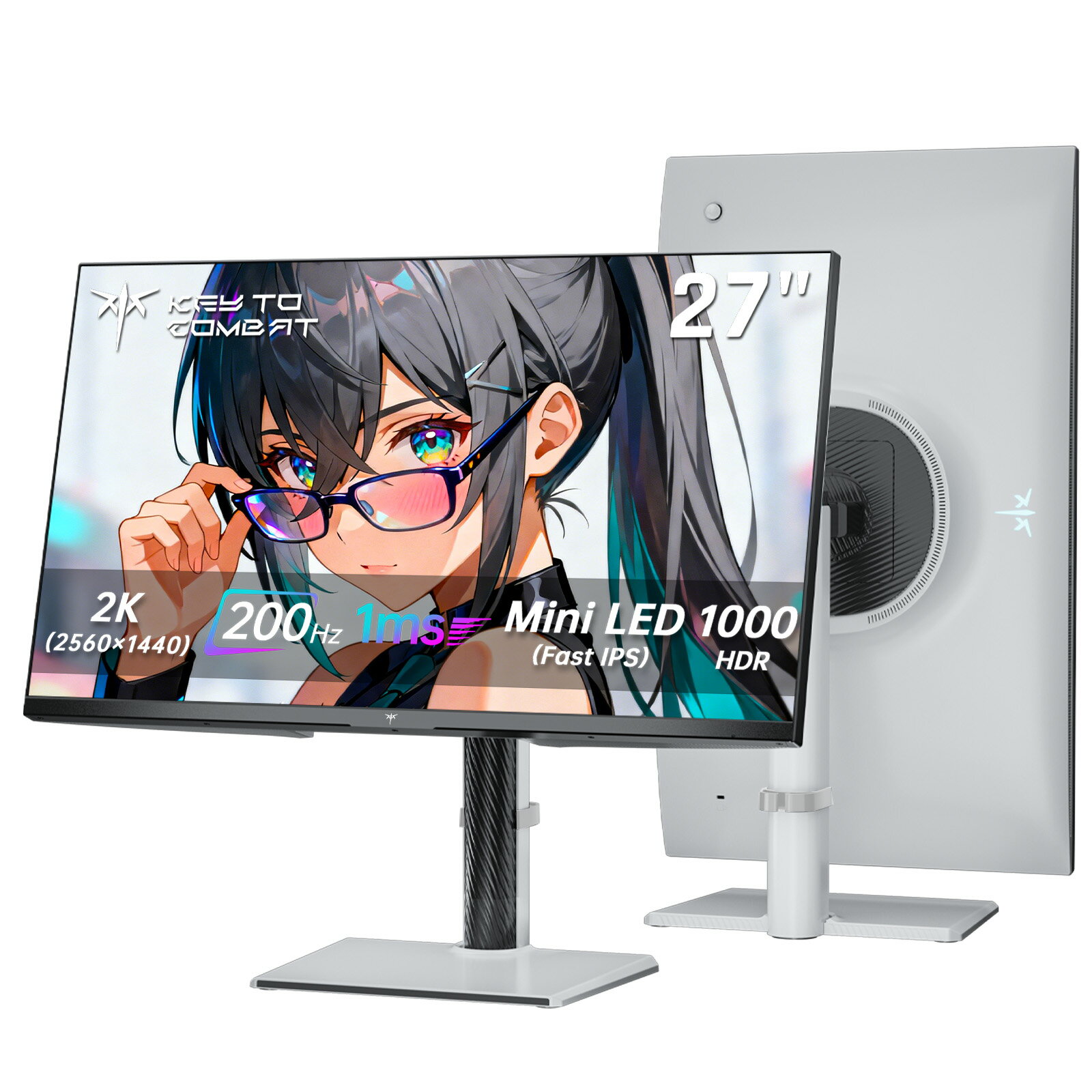 27インチ QD 量子ドットMini LED FAST IPS ゲーミングモニター | WQHD 2560×1440@200Hz HDR1000 157% sRGB | Freesync&Adaptive Sync | 1ms応答速度 | VESA Display| HDMI*2・DP*1 | 3年間の保証 KTC M27T6S
