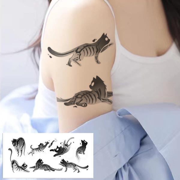 送料無料 タトゥーシール シールタイプ ネコ 猫 ワンポイント キュート インスタントタトゥー 刺青シール ステッカー CYREAM
