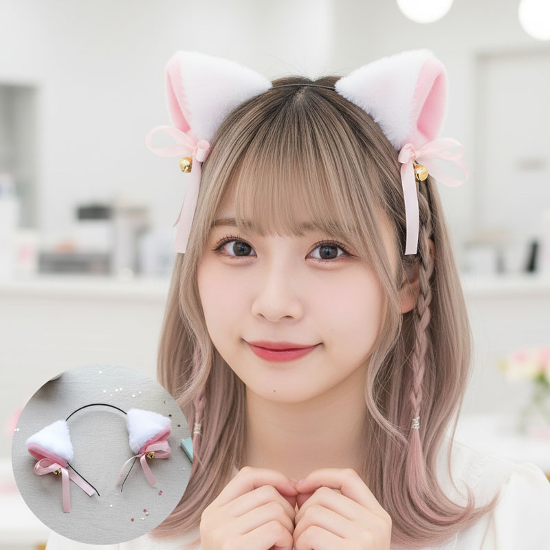 猫耳 カチューシャ ヘアバンド ヘアアクセサリー コスプレ ネコミミ ねこみみ 鈴 猫 キャット 動物 ケ..