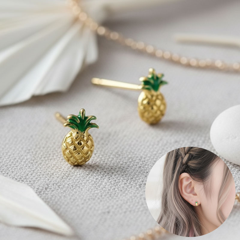 楽天FRABELL1000円ポッキリ 送料無料 両耳用 パイナップル ピアス パイン フルーツ 果物 レディース オシャレ カワイイ オトナ 大人 ゴージャス ポッキリ