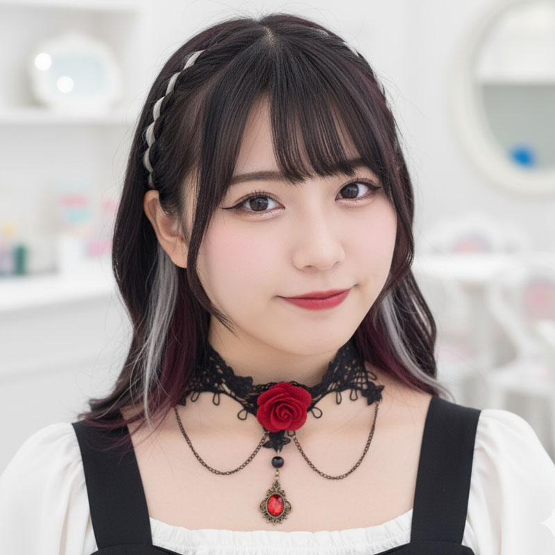 【楽天SS対象商品10％OFF】 お得なクーポン配布中 送料無料 バラ ワンポイント ゴシックレースチョーカー 首輪 ネックレス ペンダント レース