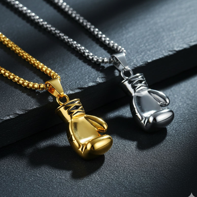 送料無料 ボクシング グローブ ステンレスペンダント ステンレスネックレス メンズアイテム アクセサリ..