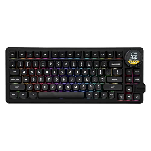 MechLands Feker K75 Lite ガスケットメカニカルキーボード、スクリーンとノブ付き ホットスワップ対応クリーミーキーボード USB-C/BT5.0/2.4Gワイヤレスゲーミングキーボード 5000mAhバッテリー Win/Mac