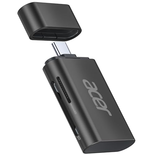 Acer USB-C SD カードリーダー SD 4.0 2-in-1 SD/SDXC/SDHC/Micro SD (TF)/Micro SDXC/Micro SDHC用 UHS-II対応 iPhone16、iPad Pro/Air、MacBook Pro/Air、Androidノートパソコン、タブレットに対応 タイプC 高速転送 メモリーカ
