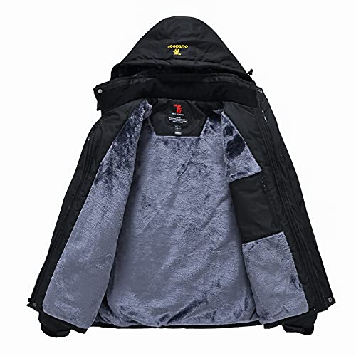 [Gopune] メンズ アウトドア ジャケット 裏ボア ハイキングウェア 多機能登山服 ジョギング アウター スキーウェア 防水 ジャンパー 防風 防寒 ウィンドシェルジャケット 秋冬用 ブラック M